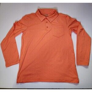 0.1 Algo Shirt Boys M (8-10) Orange Performance Top Collared Chest Pocket